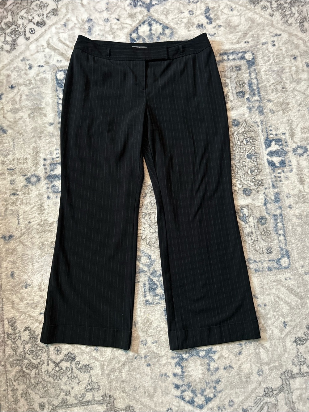 Apt. 9 “Ava” Tailored Black Pinstripe Wide-Leg Dress Pants